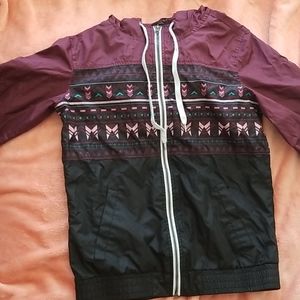 Zip-up windbreaker with hood